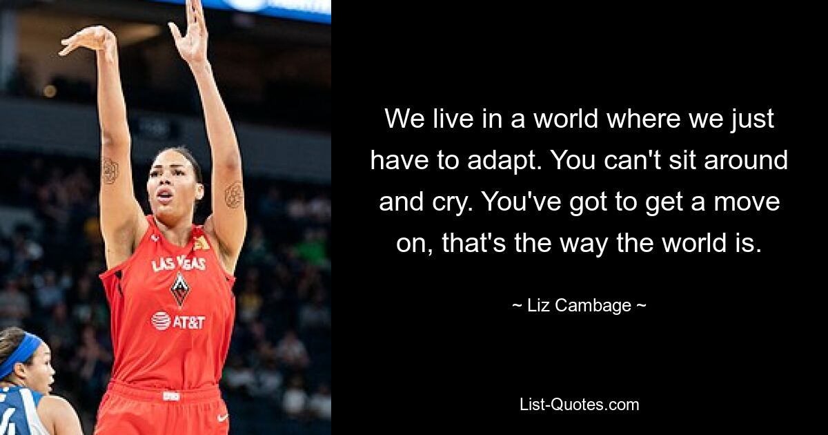 We live in a world where we just have to adapt. You can't sit around and cry. You've got to get a move on, that's the way the world is. — © Liz Cambage