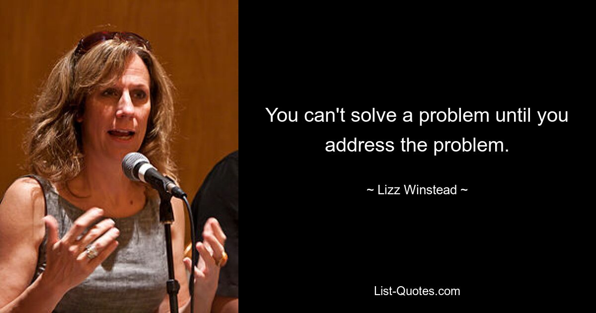 You can't solve a problem until you address the problem. — © Lizz Winstead