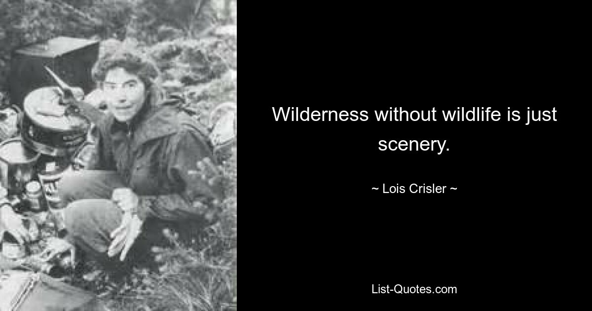 Wilderness without wildlife is just scenery. — © Lois Crisler