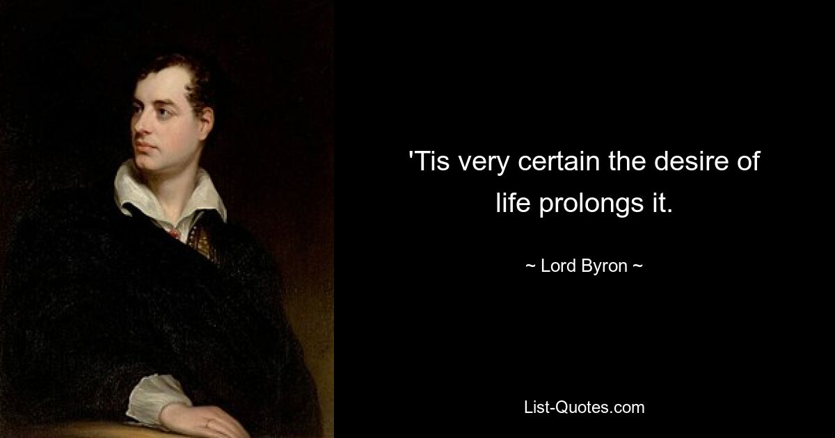 'Tis very certain the desire of life prolongs it. — © Lord Byron