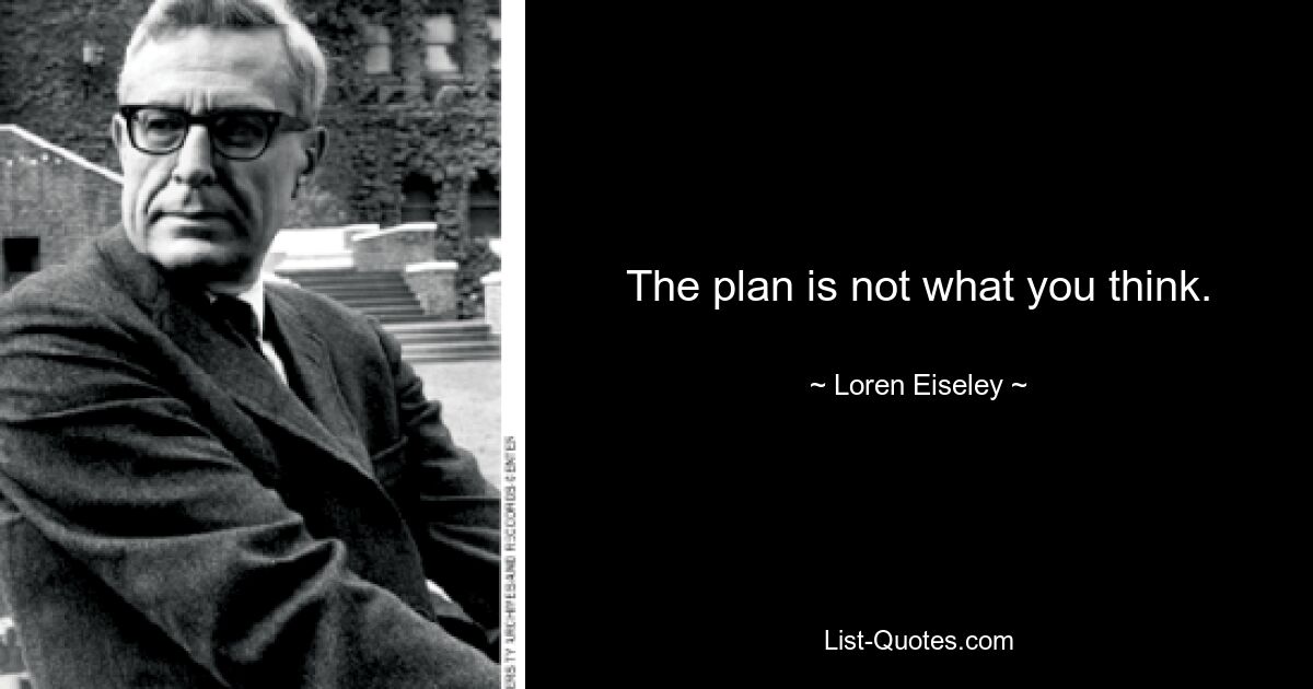 The plan is not what you think. — © Loren Eiseley