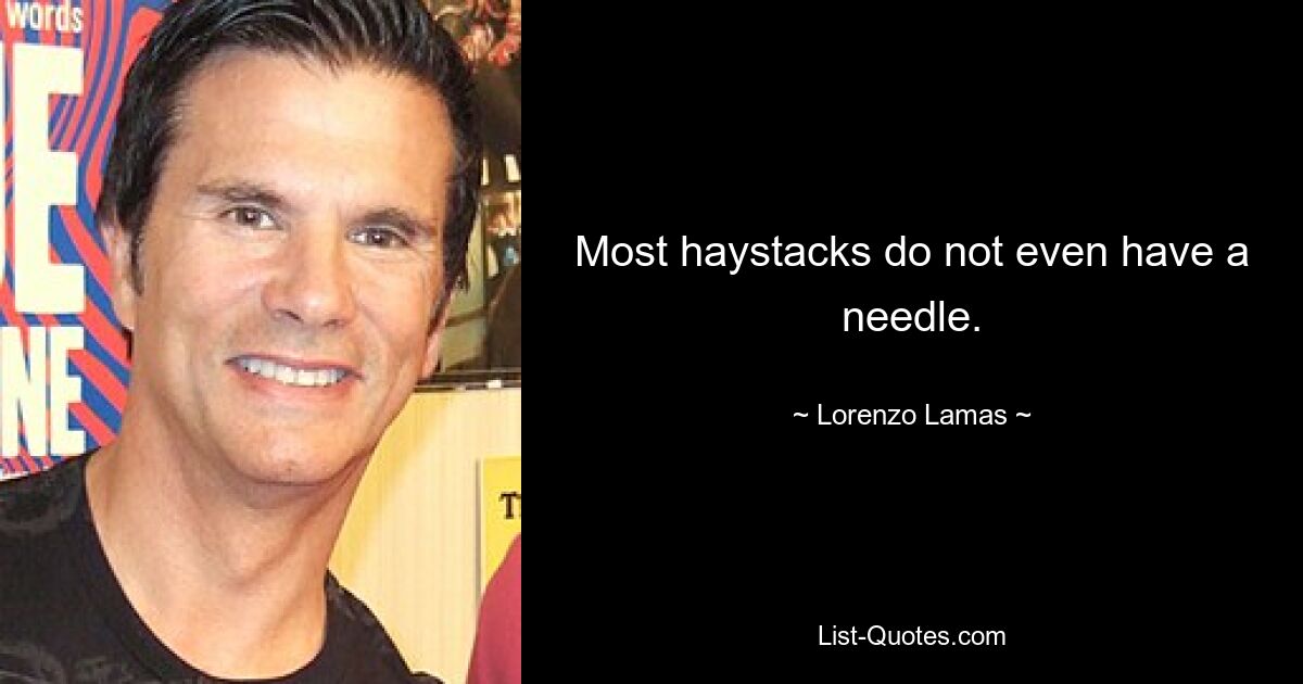 Most haystacks do not even have a needle. — © Lorenzo Lamas