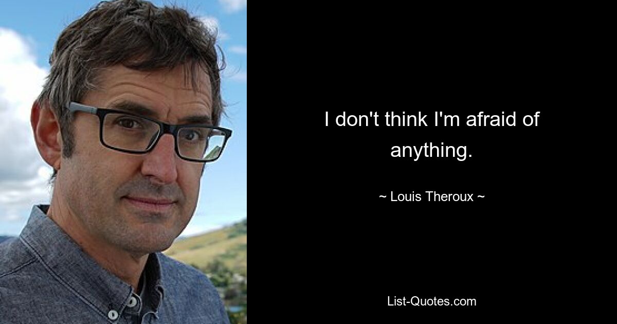 I don't think I'm afraid of anything. — © Louis Theroux