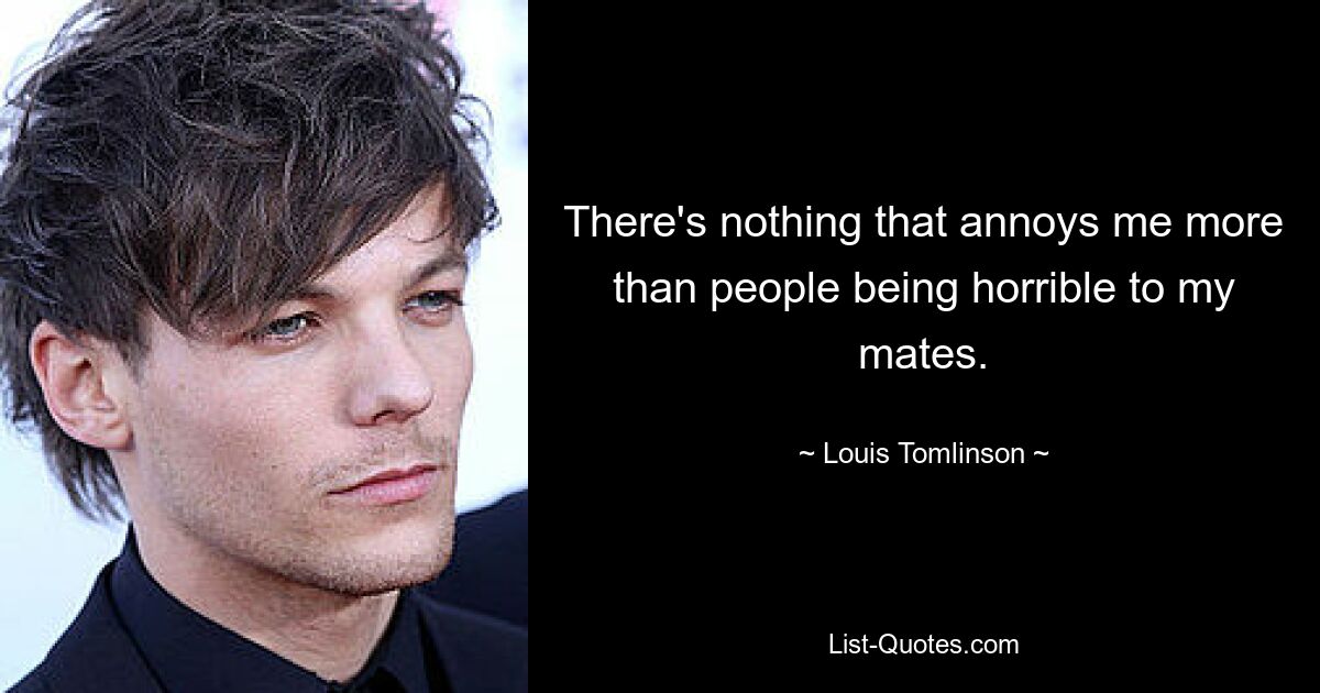 There's nothing that annoys me more than people being horrible to my mates. — © Louis Tomlinson