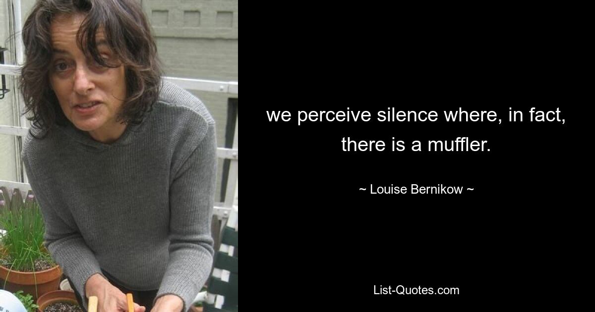 we perceive silence where, in fact, there is a muffler. — © Louise Bernikow