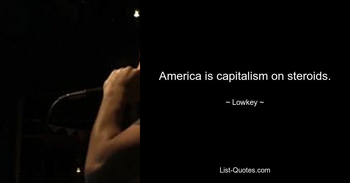 America is capitalism on steroids. — © Lowkey