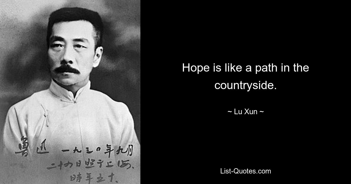 Hope is like a path in the countryside. — © Lu Xun