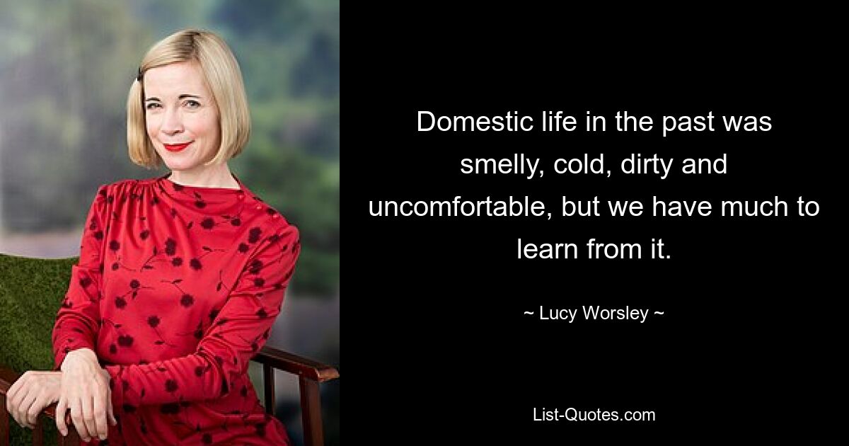 Domestic life in the past was smelly, cold, dirty and uncomfortable, but we have much to learn from it. — © Lucy Worsley