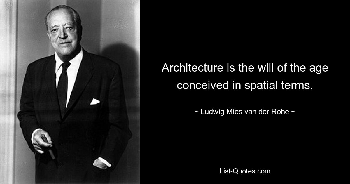 Architecture is the will of the age conceived in spatial terms. — © Ludwig Mies van der Rohe