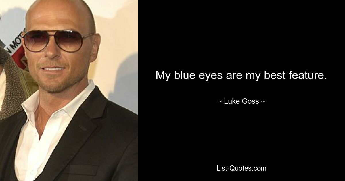 My blue eyes are my best feature. — © Luke Goss