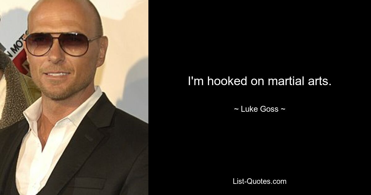 I'm hooked on martial arts. — © Luke Goss