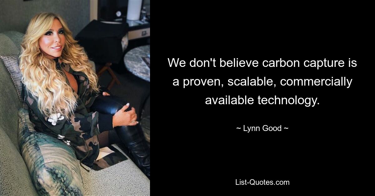 We don't believe carbon capture is a proven, scalable, commercially available technology. — © Lynn Good