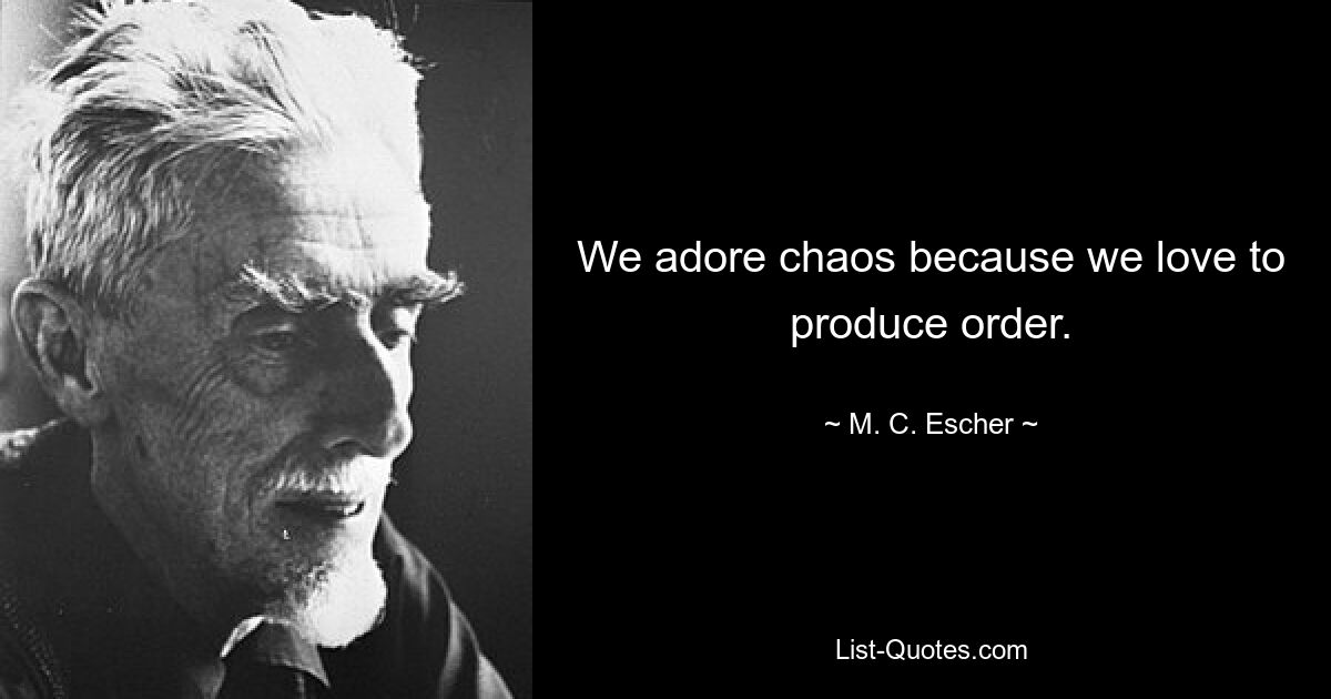 We adore chaos because we love to produce order. — © M. C. Escher