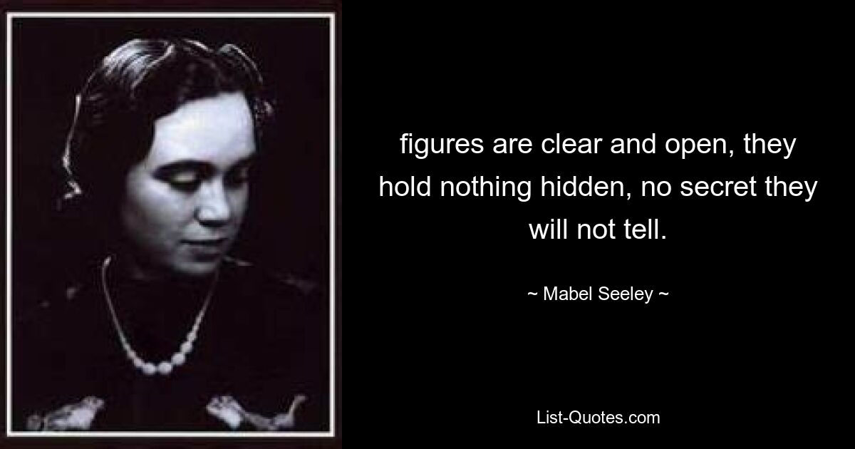 figures are clear and open, they hold nothing hidden, no secret they will not tell. — © Mabel Seeley