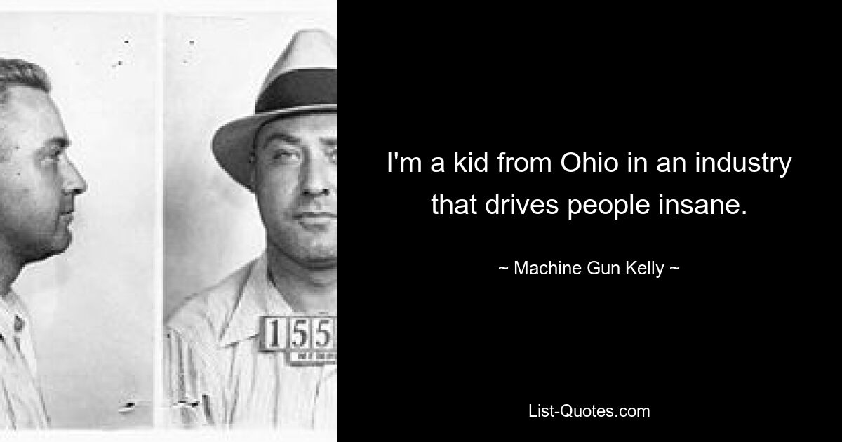 I'm a kid from Ohio in an industry that drives people insane. — © Machine Gun Kelly