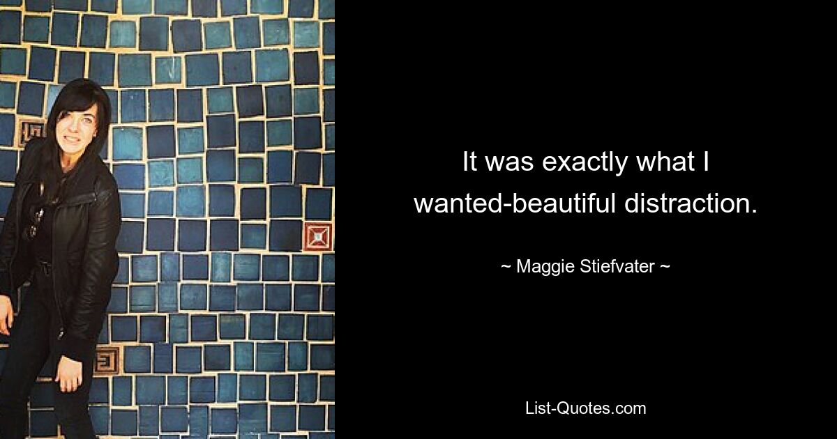 It was exactly what I wanted-beautiful distraction. — © Maggie Stiefvater