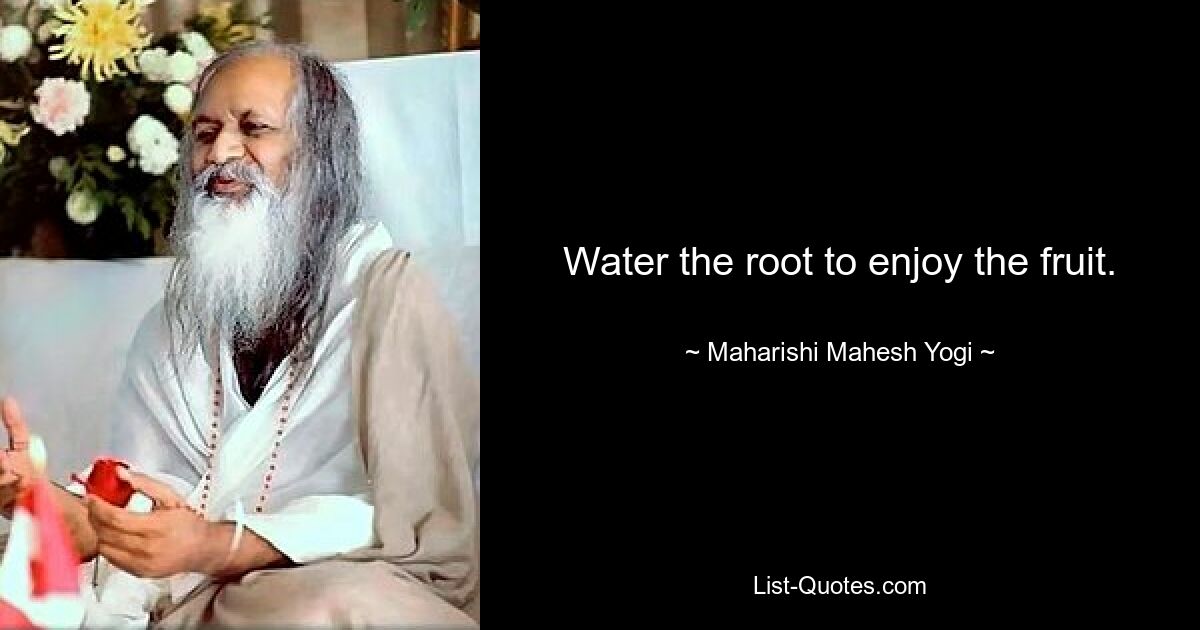 Water the root to enjoy the fruit. — © Maharishi Mahesh Yogi