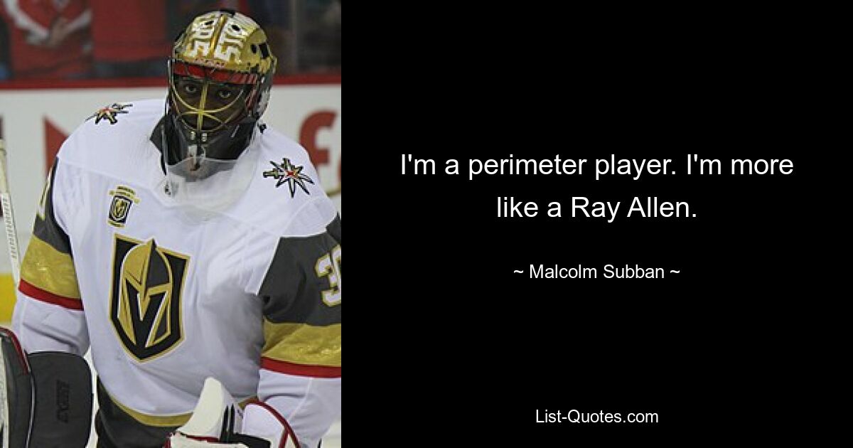 I'm a perimeter player. I'm more like a Ray Allen. — © Malcolm Subban