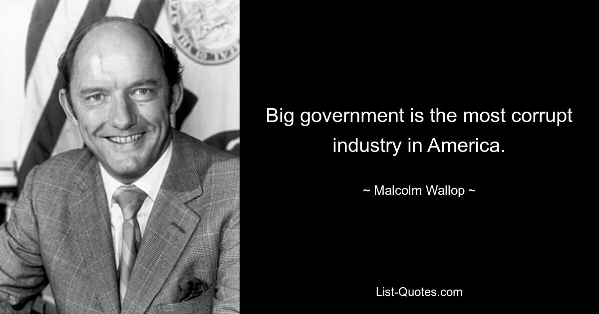 Big government is the most corrupt industry in America. — © Malcolm Wallop