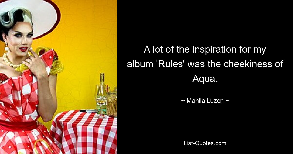 A lot of the inspiration for my album 'Rules' was the cheekiness of Aqua. — © Manila Luzon