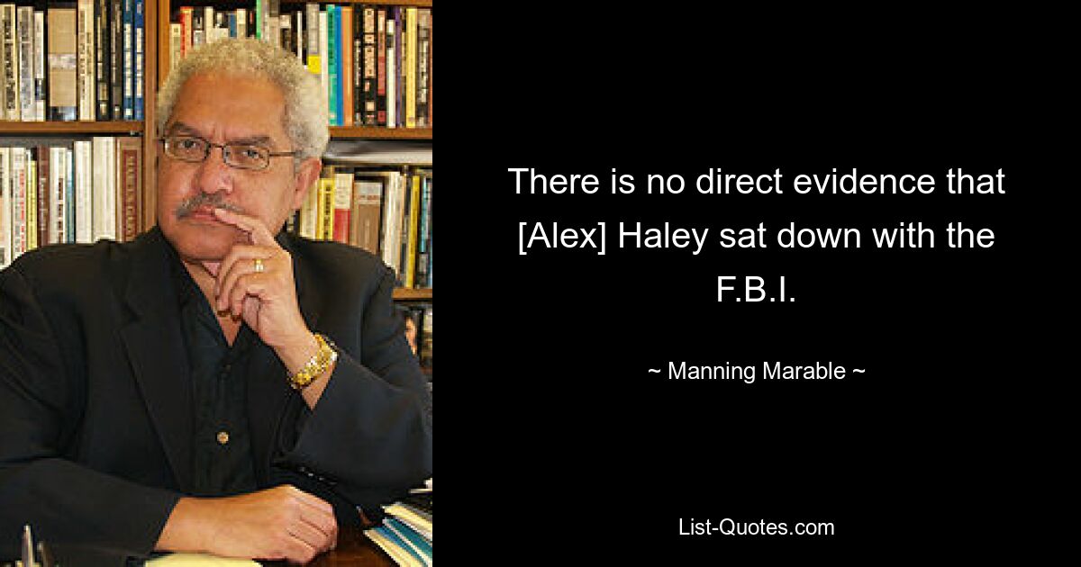 There is no direct evidence that [Alex] Haley sat down with the F.B.I. — © Manning Marable