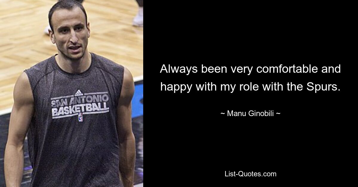 Always been very comfortable and happy with my role with the Spurs. — © Manu Ginobili