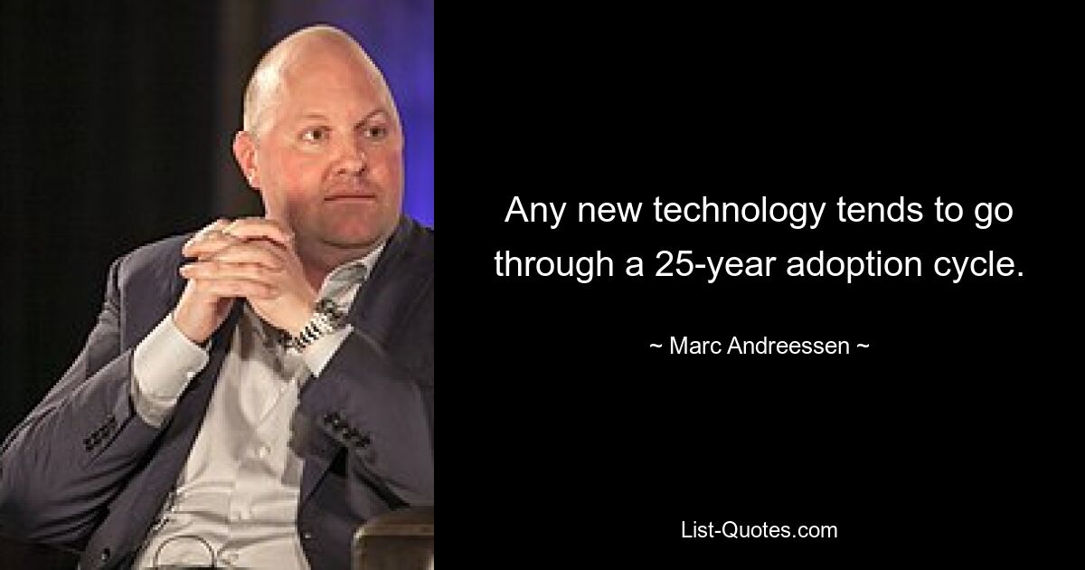 Any new technology tends to go through a 25-year adoption cycle. — © Marc Andreessen