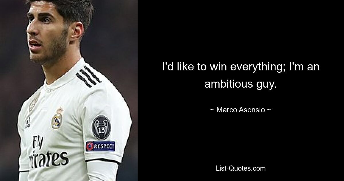 I'd like to win everything; I'm an ambitious guy. — © Marco Asensio