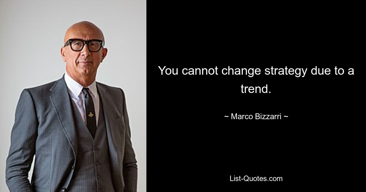 You cannot change strategy due to a trend. — © Marco Bizzarri