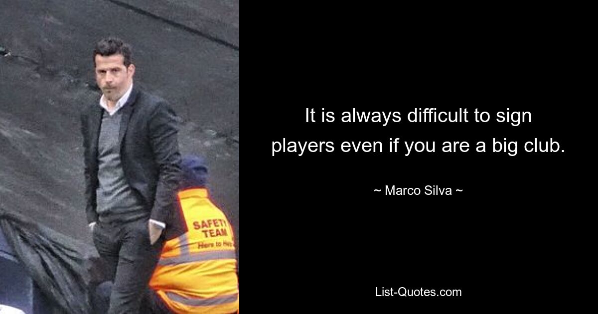 It is always difficult to sign players even if you are a big club. — © Marco Silva