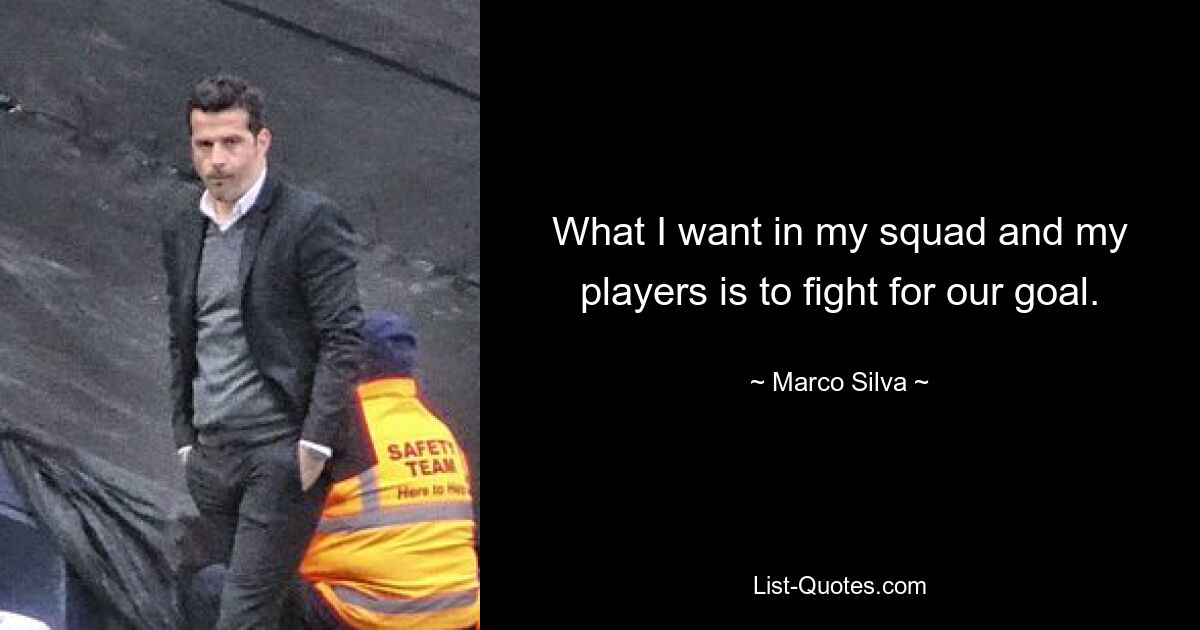 What I want in my squad and my players is to fight for our goal. — © Marco Silva