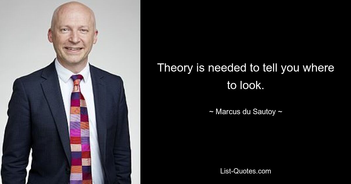 Theory is needed to tell you where to look. — © Marcus du Sautoy