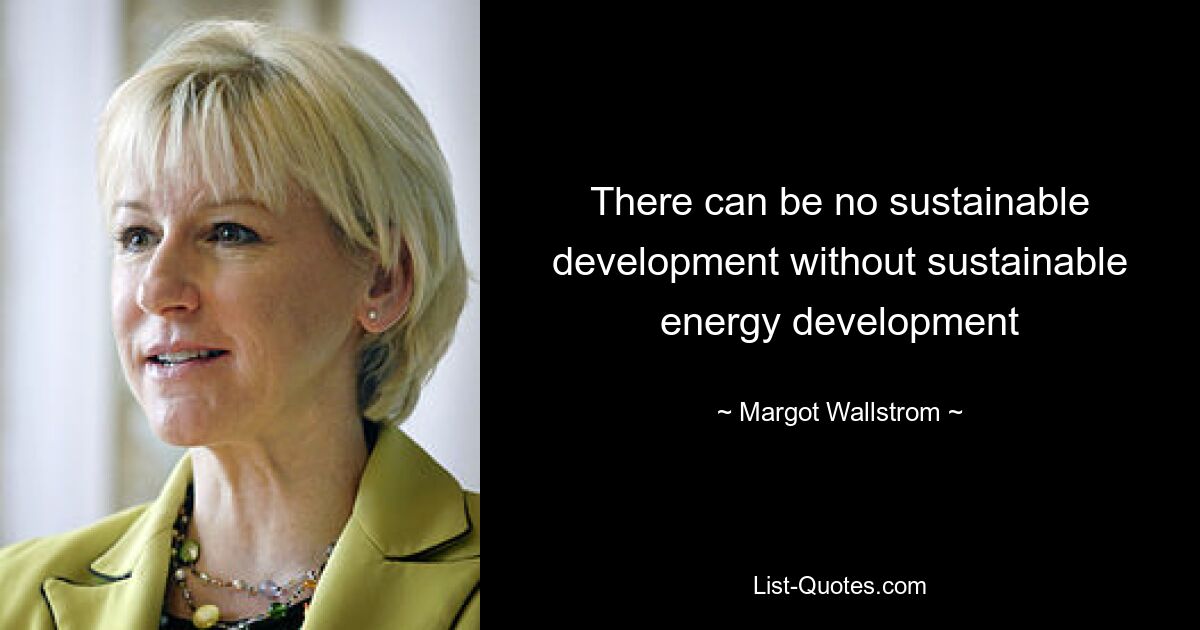 There can be no sustainable development without sustainable energy development — © Margot Wallstrom