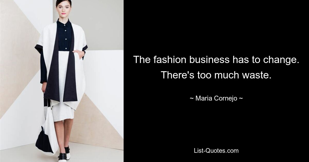 The fashion business has to change. There's too much waste. — © Maria Cornejo