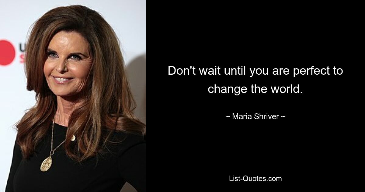 Don't wait until you are perfect to change the world. — © Maria Shriver