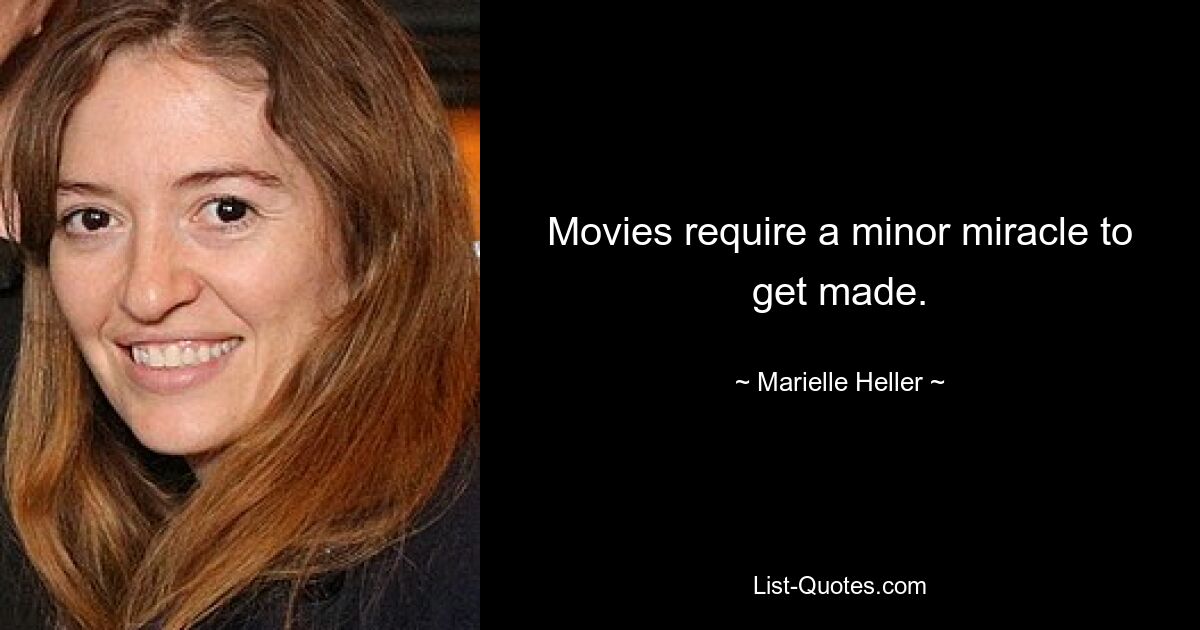 Movies require a minor miracle to get made. — © Marielle Heller