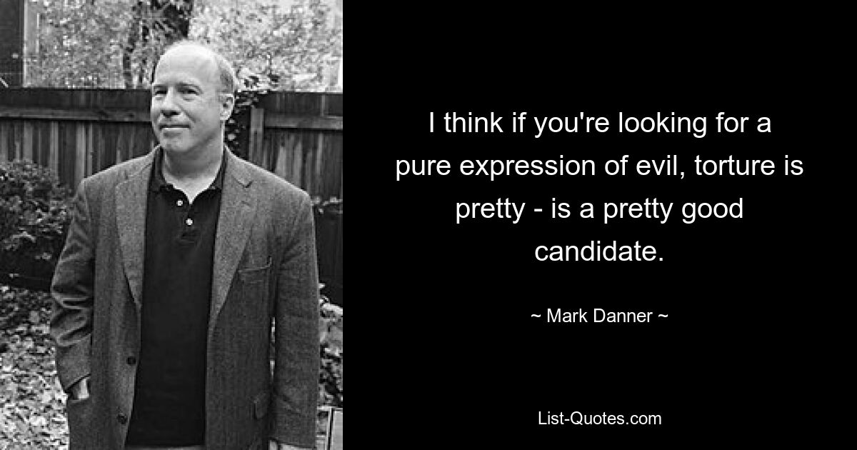 I think if you're looking for a pure expression of evil, torture is pretty - is a pretty good candidate. — © Mark Danner