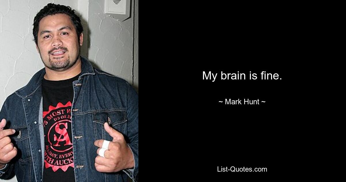 My brain is fine. — © Mark Hunt