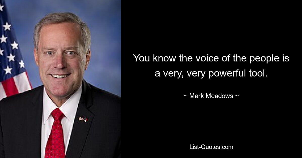 You know the voice of the people is a very, very powerful tool. — © Mark Meadows