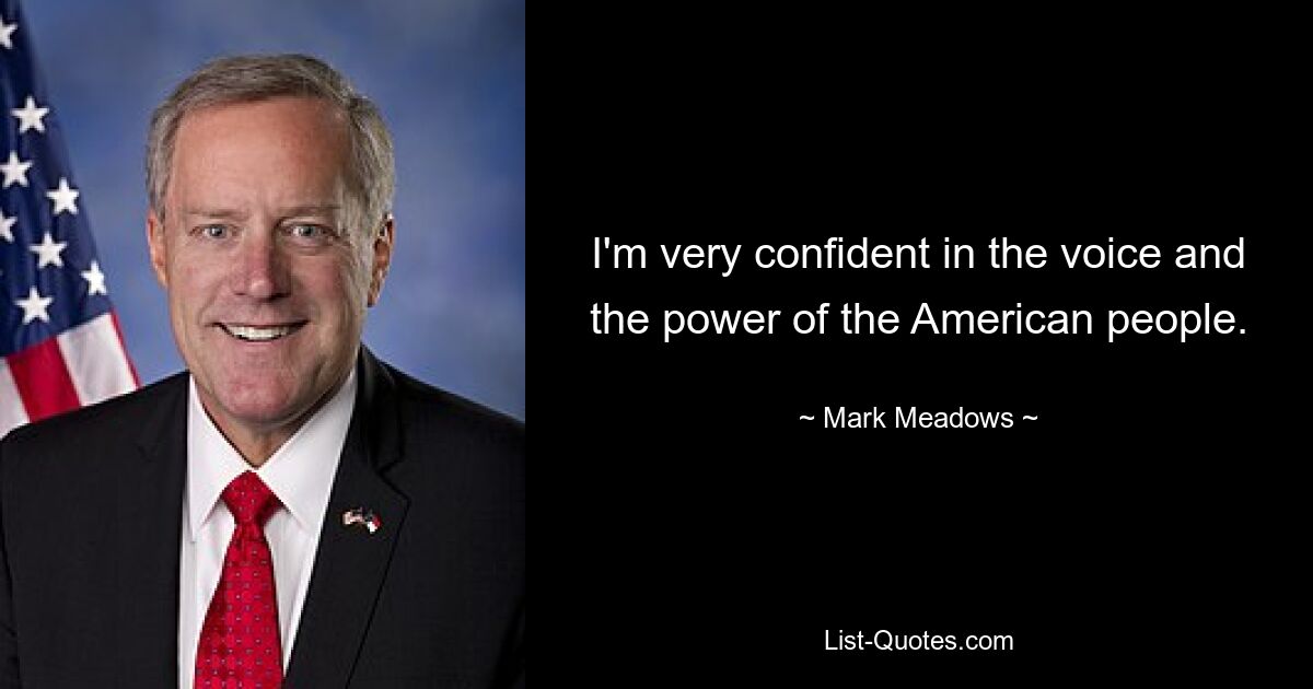 I'm very confident in the voice and the power of the American people. — © Mark Meadows