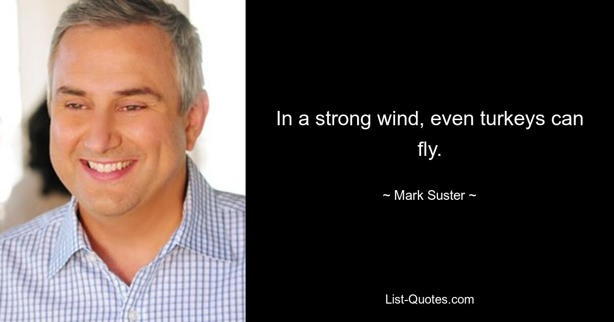 In a strong wind, even turkeys can fly. — © Mark Suster