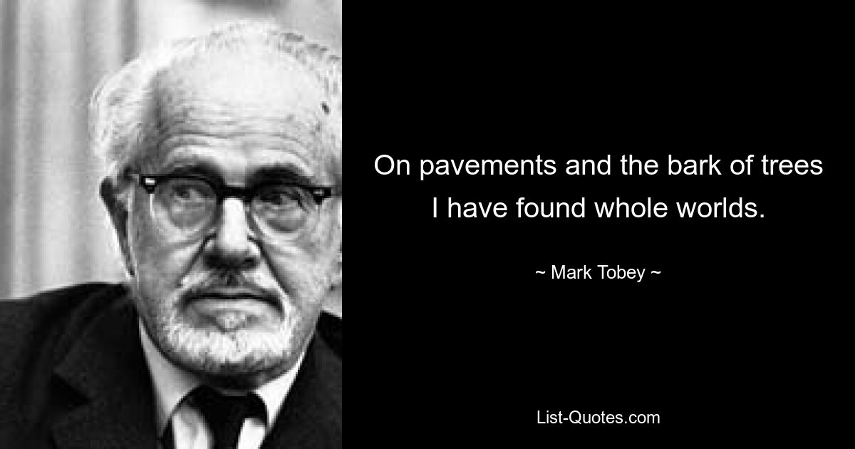 On pavements and the bark of trees I have found whole worlds. — © Mark Tobey