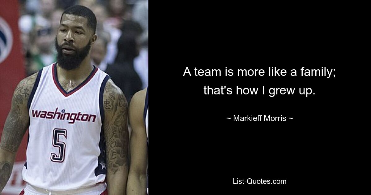 A team is more like a family; that's how I grew up. — © Markieff Morris