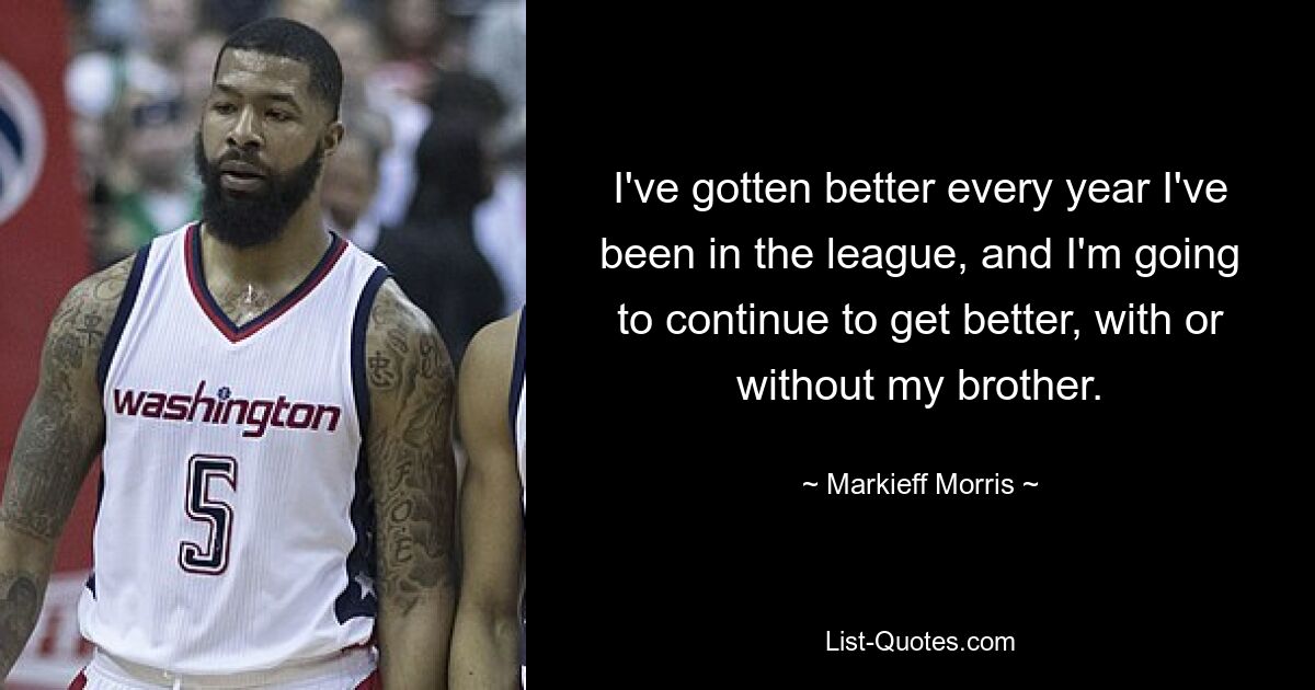 I've gotten better every year I've been in the league, and I'm going to continue to get better, with or without my brother. — © Markieff Morris