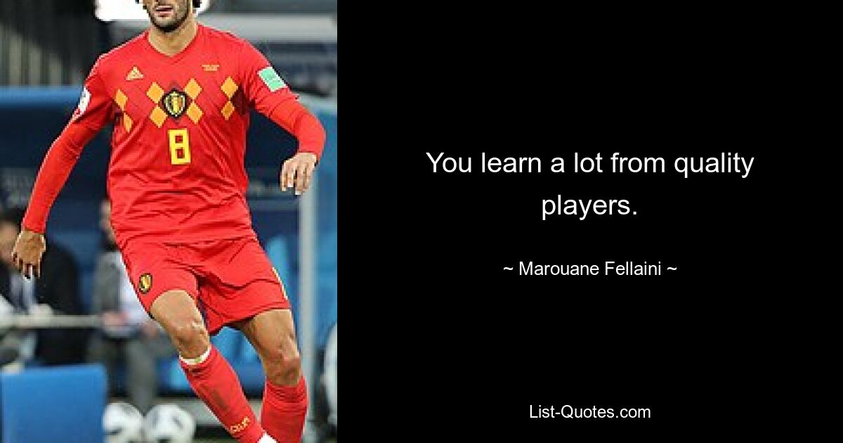 You learn a lot from quality players. — © Marouane Fellaini