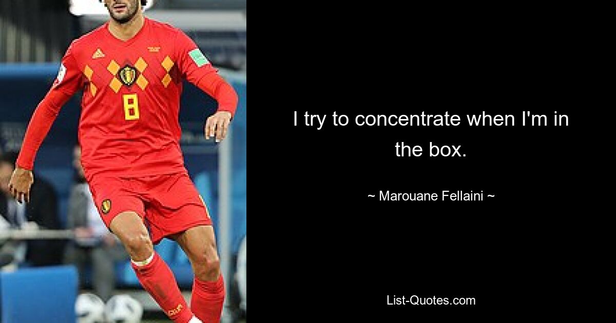 I try to concentrate when I'm in the box. — © Marouane Fellaini