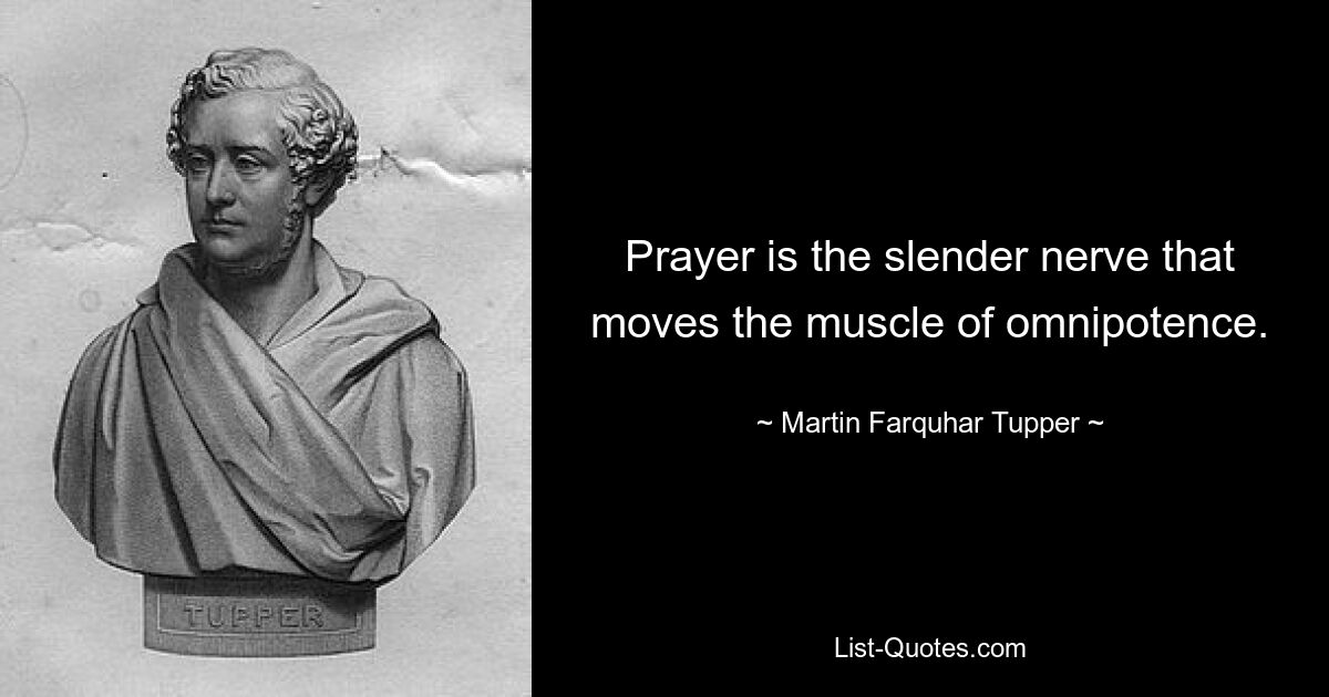 Prayer is the slender nerve that moves the muscle of omnipotence. — © Martin Farquhar Tupper