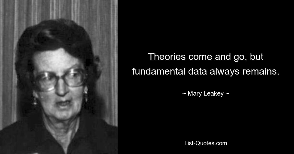 Theories come and go, but fundamental data always remains. — © Mary Leakey