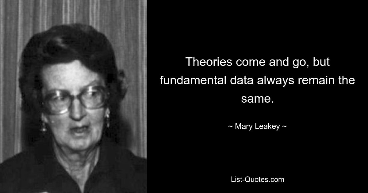 Theories come and go, but fundamental data always remain the same. — © Mary Leakey