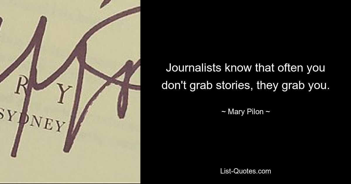 Journalists know that often you don't grab stories, they grab you. — © Mary Pilon